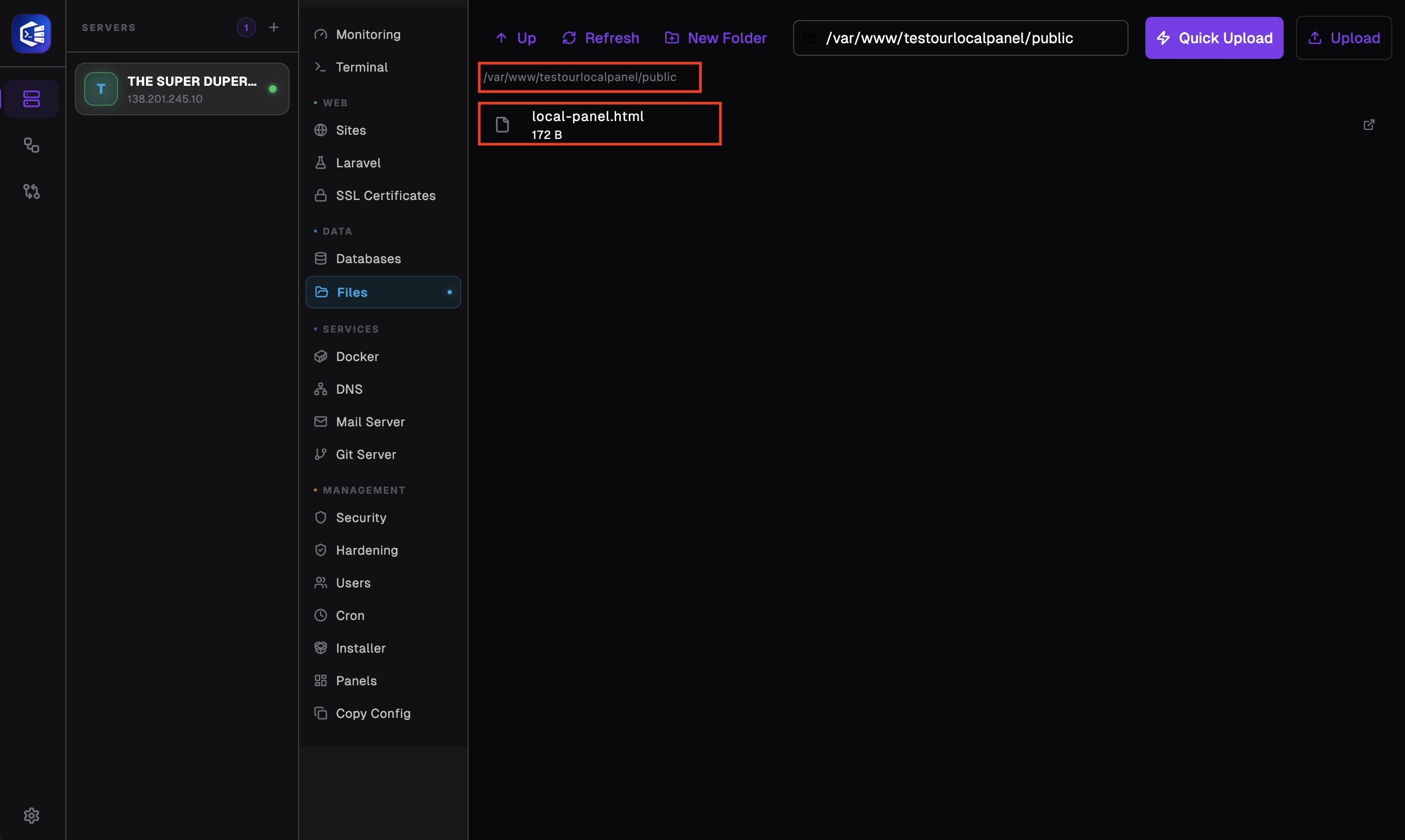 Configure nginx and apache 7 - be sure the file uploaded