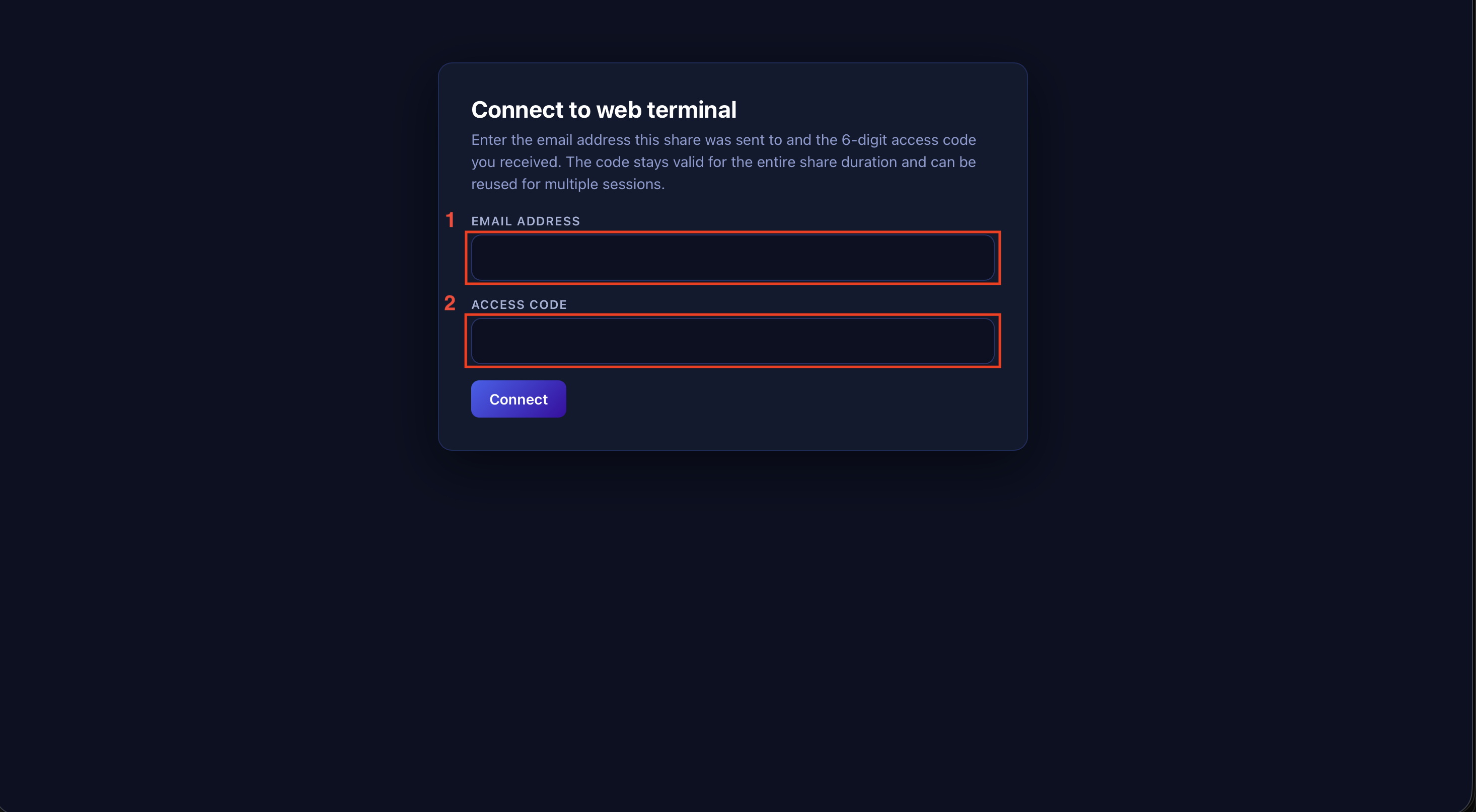 Safe Share 11 - Connect to web terminal