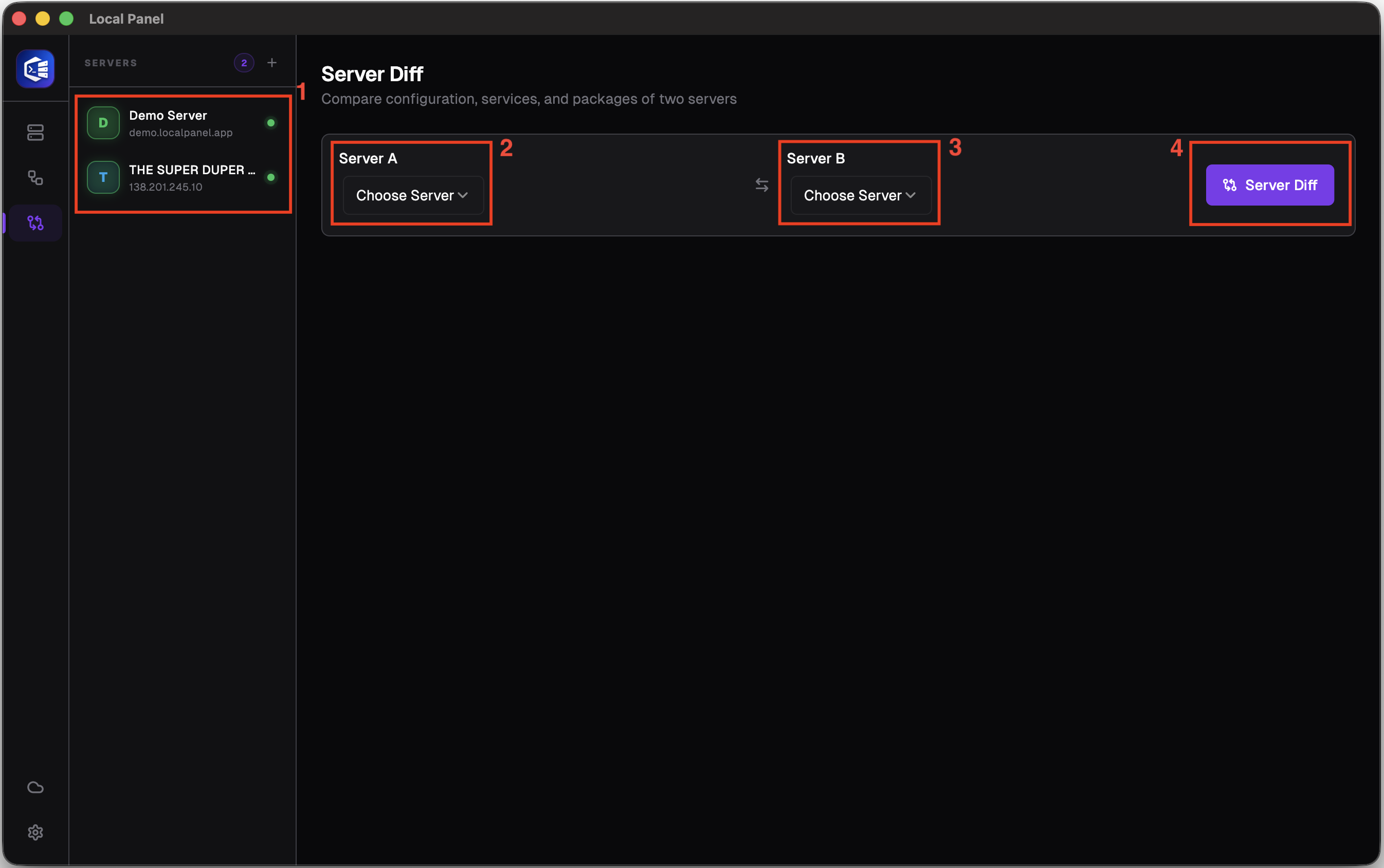 server diff screen 1 - how to diff
