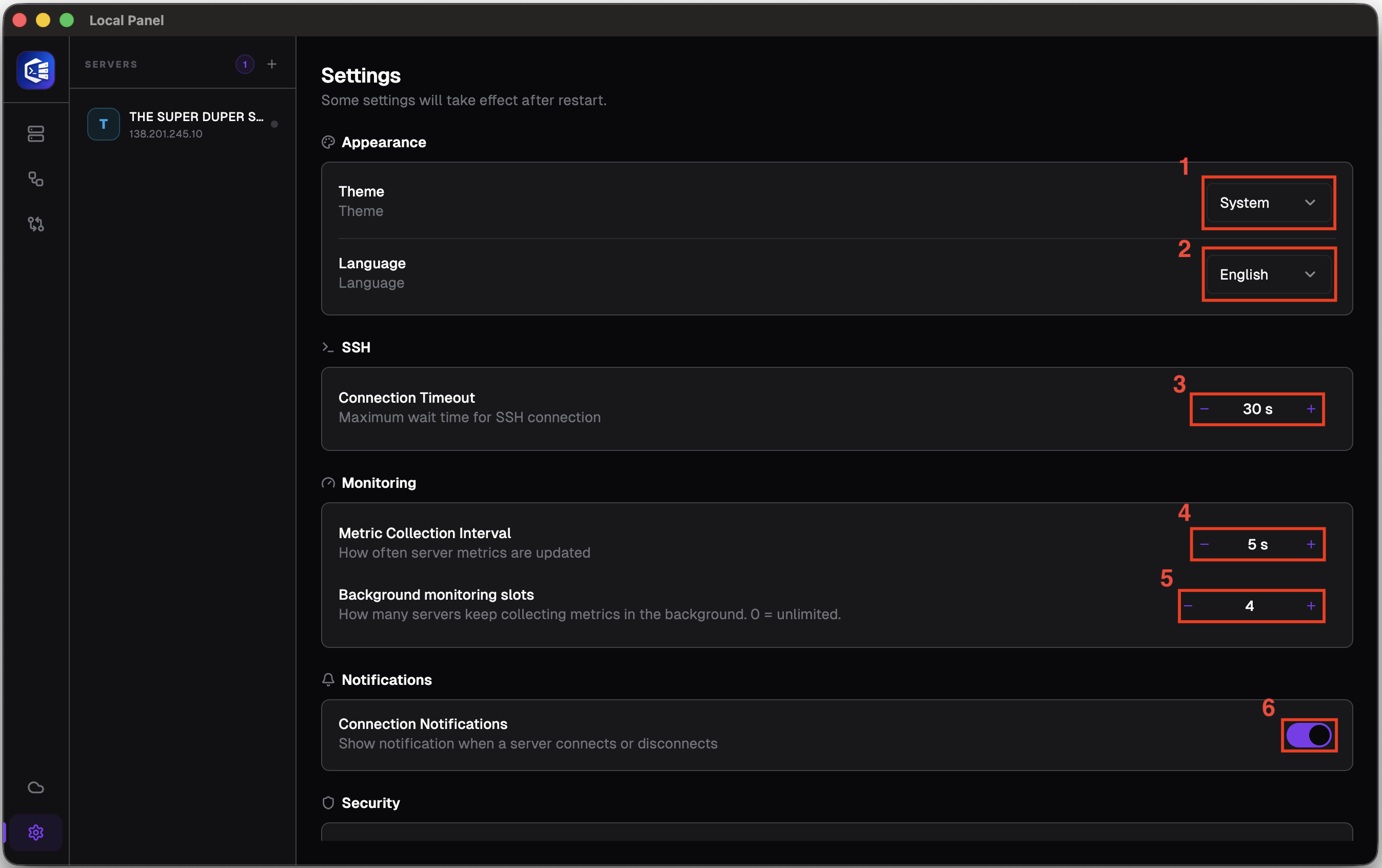 Settings Screen 1