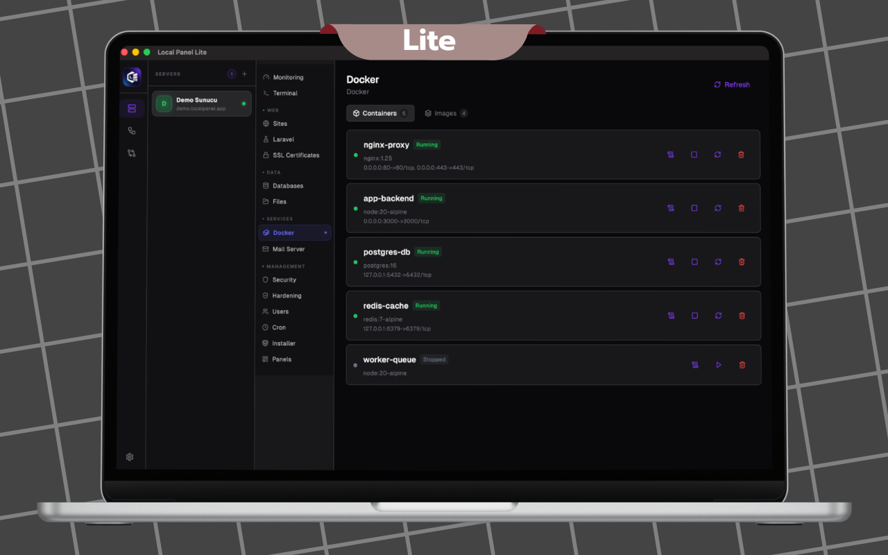 Local Panel Lite settings